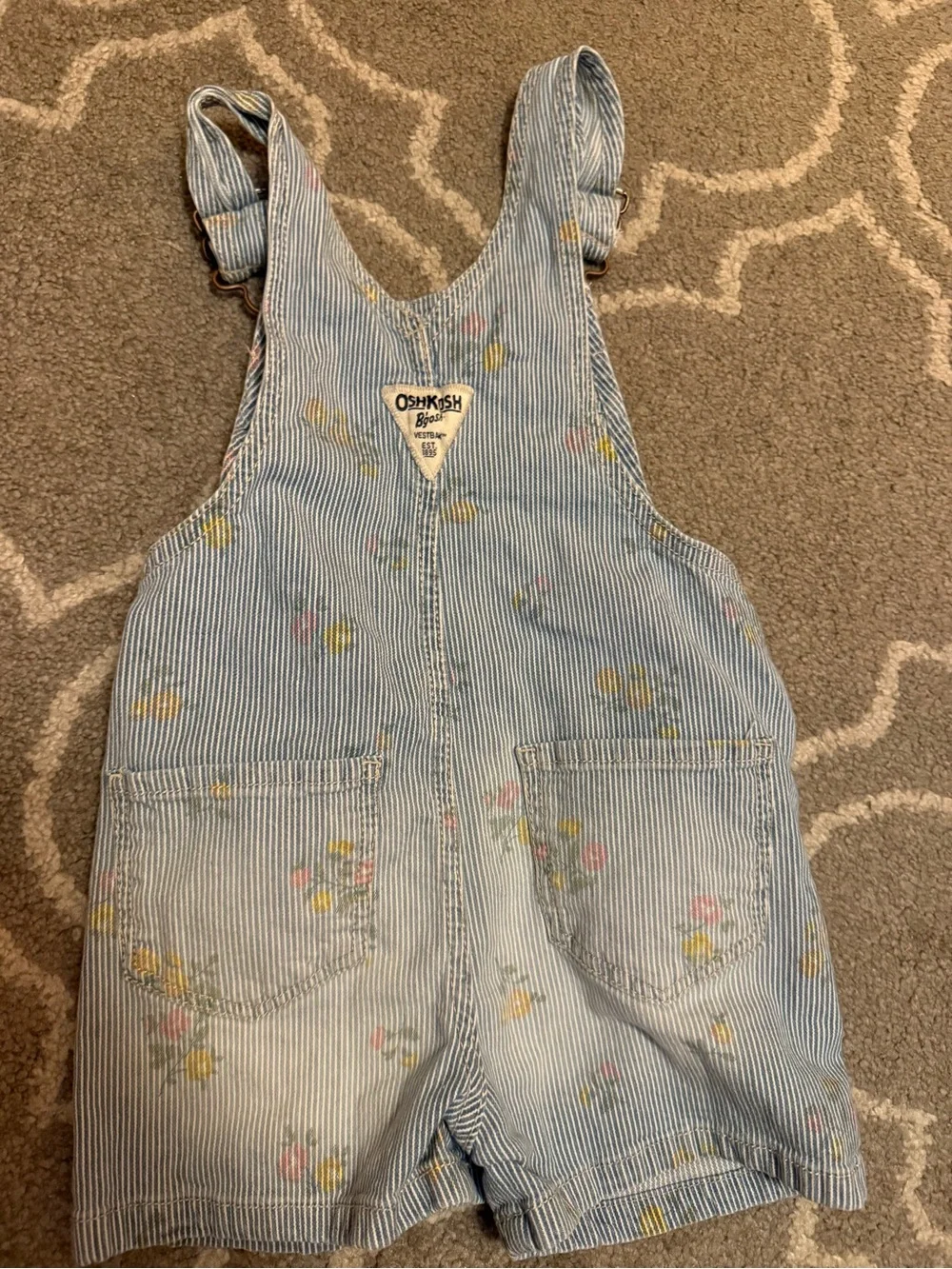 Osh Kosh Shortall Girls Blur and White Stripe with Floral
